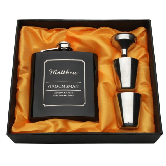 Groomsmen Gifts - Personalized Classic Elegant Stainless Steel Flask