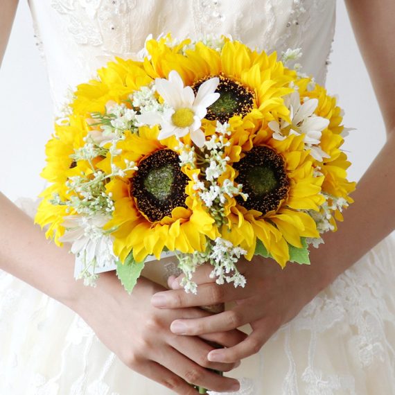 Round Silk Flower Bridesmaid Bouquets -