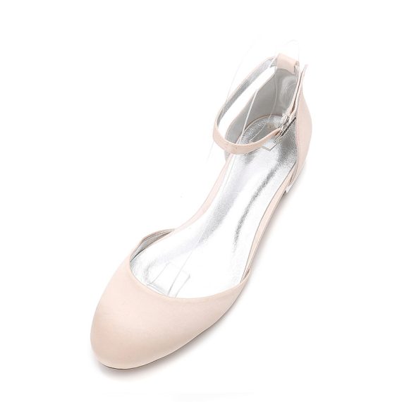 Women's Satin Flat Heel Closed Toe With ankle strap