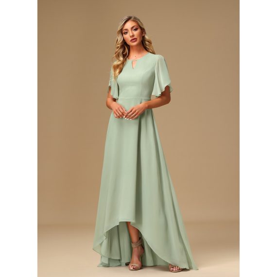 A-Line Asymmetrical Chiffon Bridesmaid Dress With Ruffle