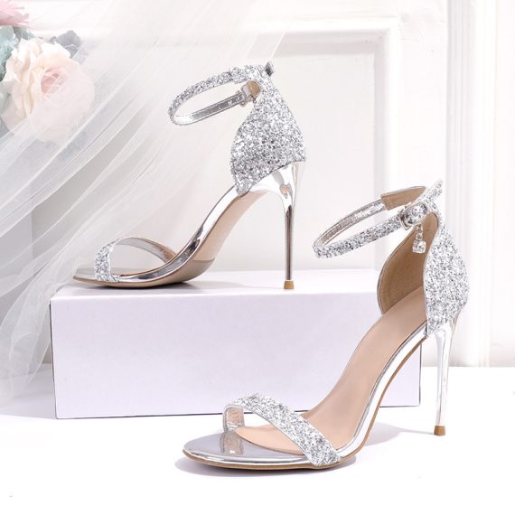 Women's Glitter Stiletto Heel High Heel open Toe With ankle strap