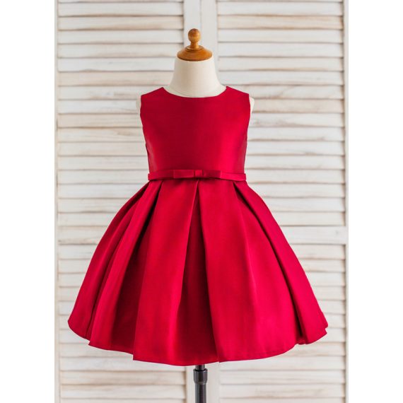 A-line Scoop Knee-Length Satin Flower Girl Dress