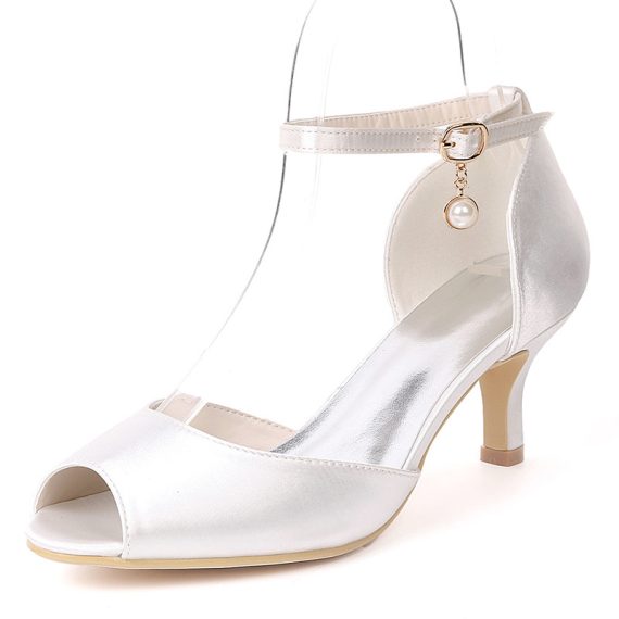 Women's Satin Stiletto Heel High Heel Peep Toe With ankle strap