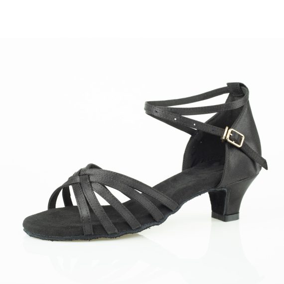 Women's Satin Latin With ankle strap Dance Shoes