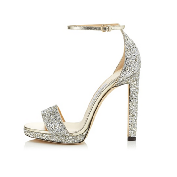 Women's Glitter Stiletto Heel Uitra Hight Heel open Toe With ankle strap