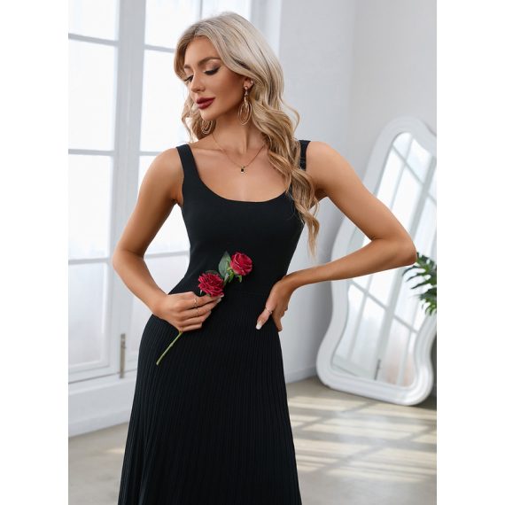 Jacquard Strap Sleeveless Elegant A-line Cotton Blends Midi Dresses