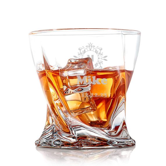 Groomsmen Gifts - Personalized Modern Custom Engraved Glass Glassware and Barware