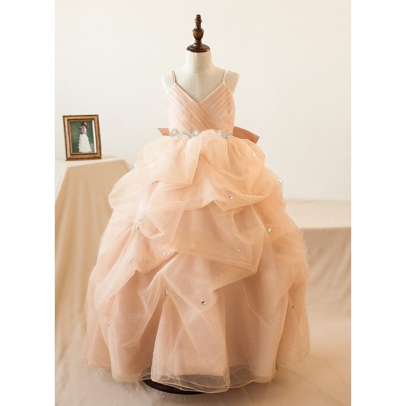 Ball-Gown/Princess Floor-Length Tulle Flower Girl Dress