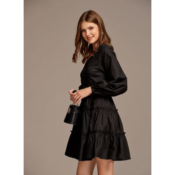 V-Neck Long Sleeves Casual A-line Cotton Dresses