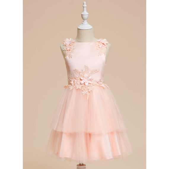 A-line Scoop Knee-Length Lace/Tulle Flower Girl Dress