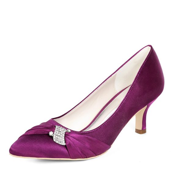 Women's Satin Stiletto Heel High Heel Closed Toe With Rhinestone