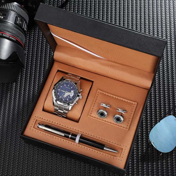 Groomsmen Gifts - Non-Personalized Modern Classic Elegant Mens Alloy Watch Box