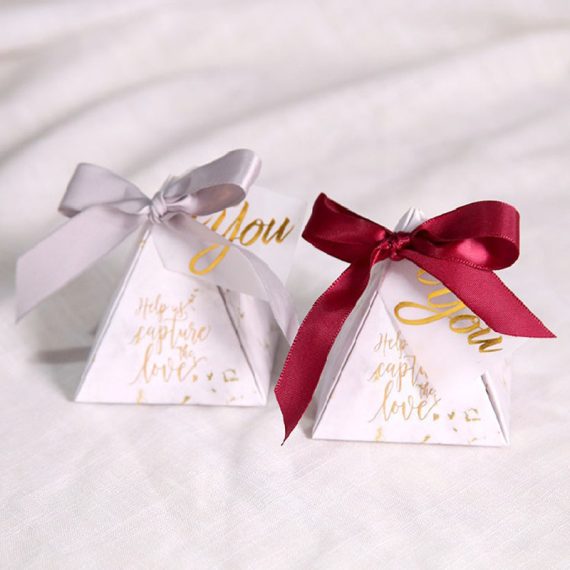Pyramid Card Paper With Ribbons