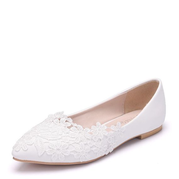 Women's Leatherette Flat Heel Closed Toe With Lace