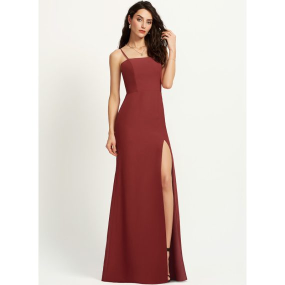 Sheath/Column Square Floor-Length Chiffon Bridesmaid Dress