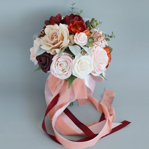 Round Silk Flower Bridesmaid Bouquets -