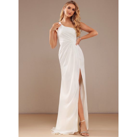 Trumpet/Mermaid One-Shoulder Sweep Train Chiffon Wedding Dress With Ruffle