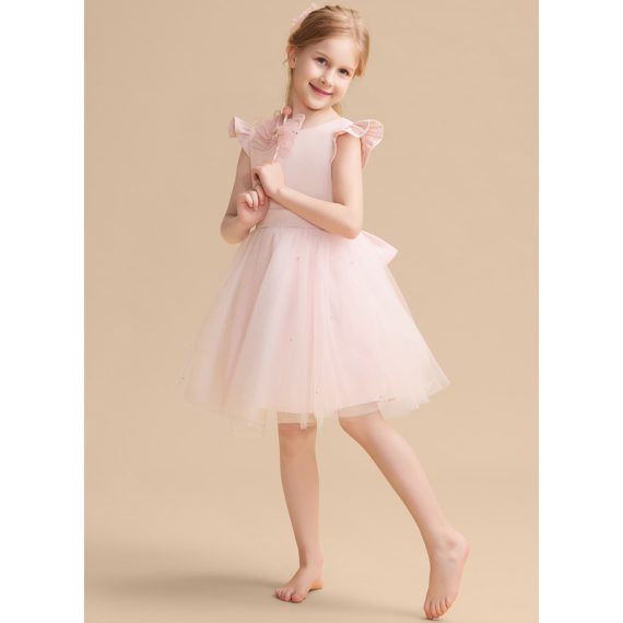A-line Scoop Knee-Length Tulle Flower Girl Dress