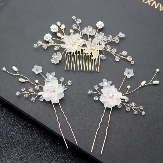 Combs & Barrettes/Headpiece With Rhinestone (Set of 3 pieces)