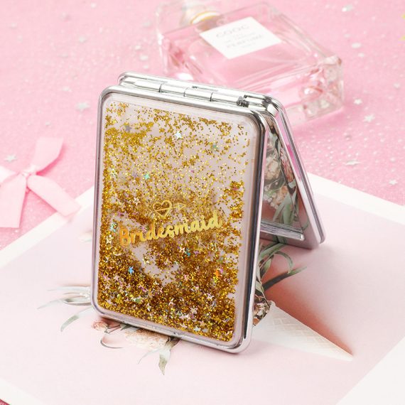 Bridesmaid Gifts - Beautiful Shiny Sweet Fascinating Delicate Glass Polyester Metal Compact Mirror