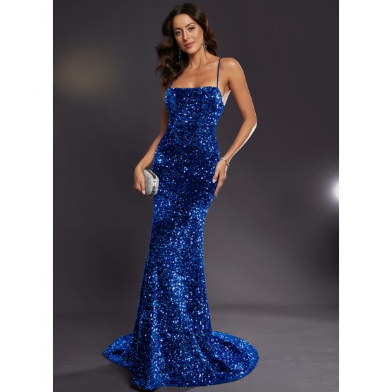Trumpet/Mermaid Square Floor-length Sequined Prom Dresses