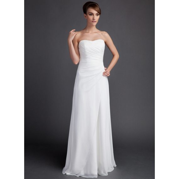 Sheath/Column Sweetheart Sweep Train Chiffon Wedding Dress With Ruffle