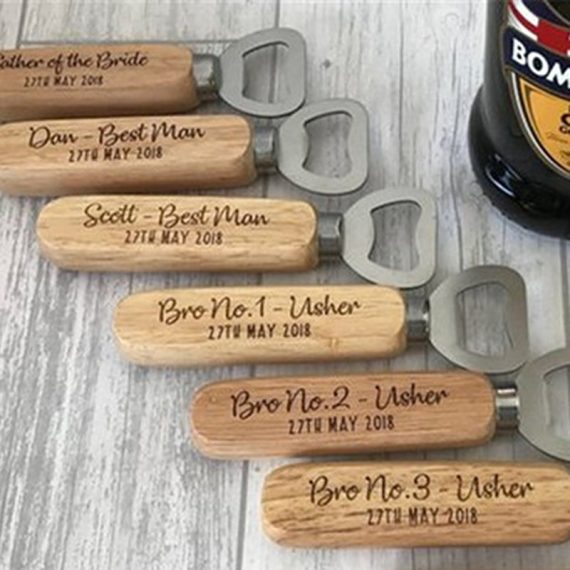 Groomsmen Gifts - Personalized Solid Color Wooden Bottle Opener