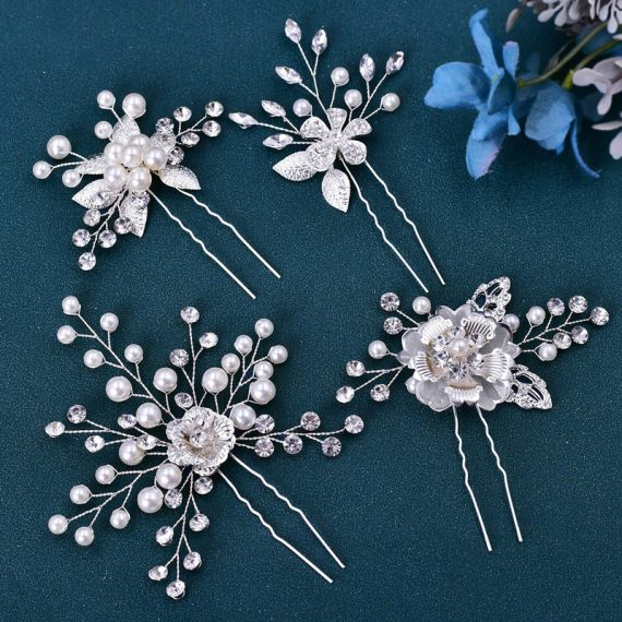 Hairpins/Headpiece Exquisite/Stylish/Pretty/Charming With Rhinestone/Pearl (Set of 4)