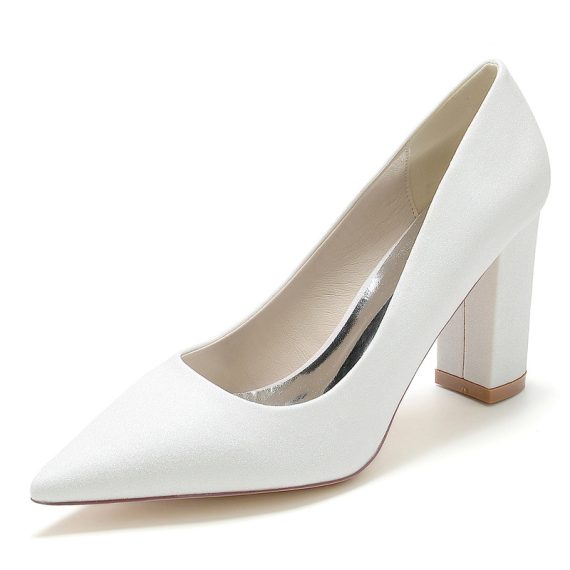 Women's Sparkling Glitter Chunky Heel Pumps Closed Toe shoes