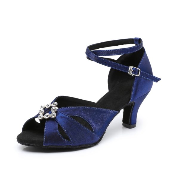 Women's Satin Latin With ankle strap Dance Shoes