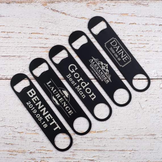Groomsmen Gifts - Personalized Modern Elegant Metal Bottle Opener