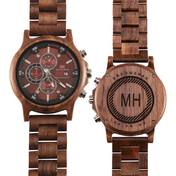 Groomsmen Gifts - Personalized Modern Mens Custom Engraved Wooden Watches