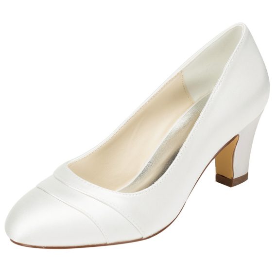 Women's Satin High Heel Block Heel Closed Toe