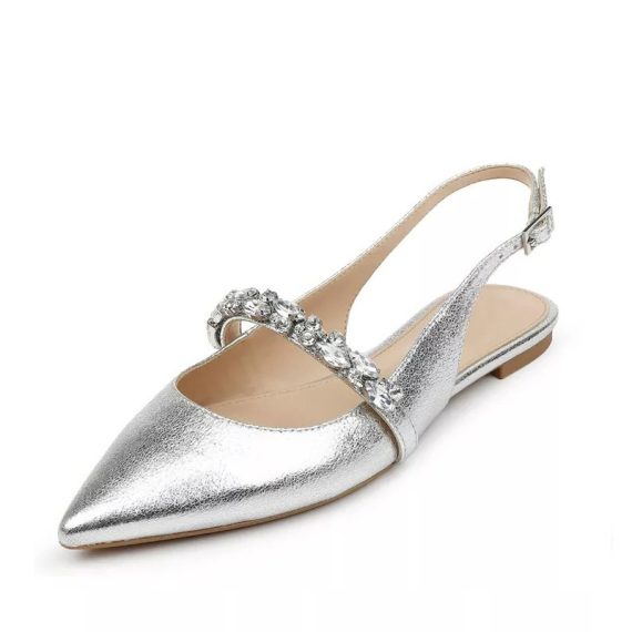 Women's Leatherette Flat Heel Closed Toe With Adaptable Strap Rhinestone