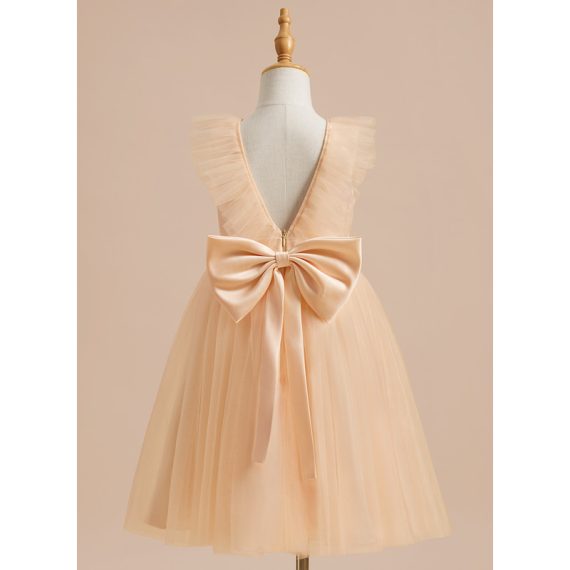 A-line Scoop Knee-Length Tulle Flower Girl Dress