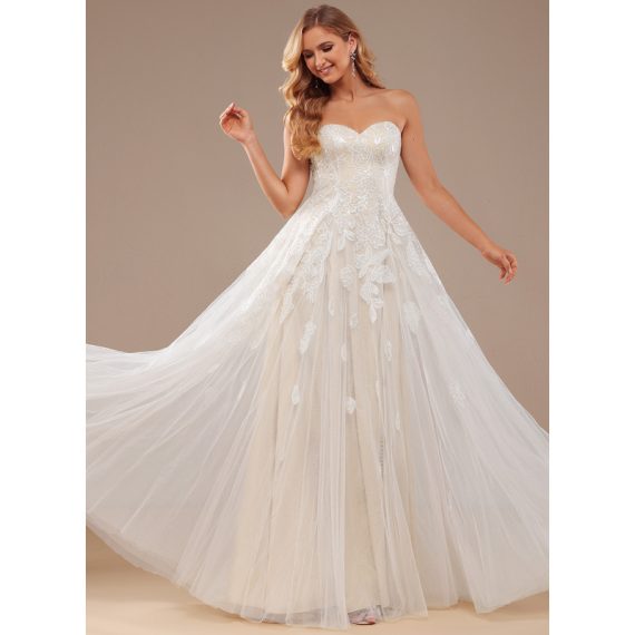A-Line Sweetheart Floor-Length Lace Wedding Dress With Sequins