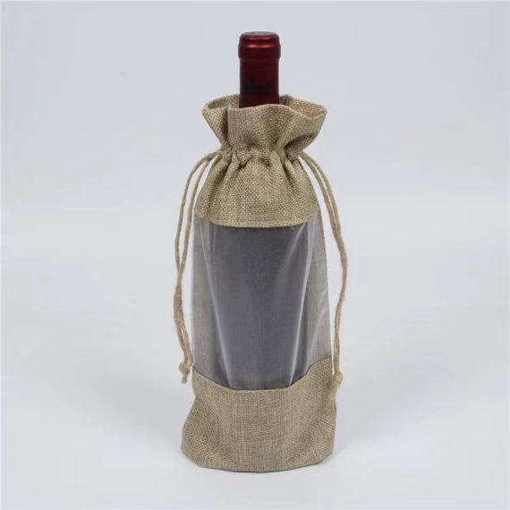 Groomsmen Gifts - Non-Personalized Vintage Linen Wine Bag