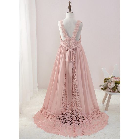 A-line V-Neck Floor-Length Chiffon/Lace Flower Girl Dress