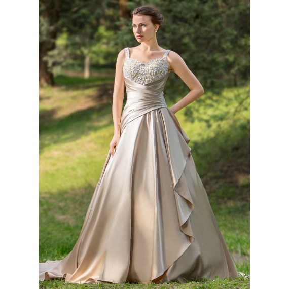 Ball-Gown/Princess Sweetheart Court Train Satin Wedding Dress With Ruffle Beading Appliques Lace Cascading Ruffles