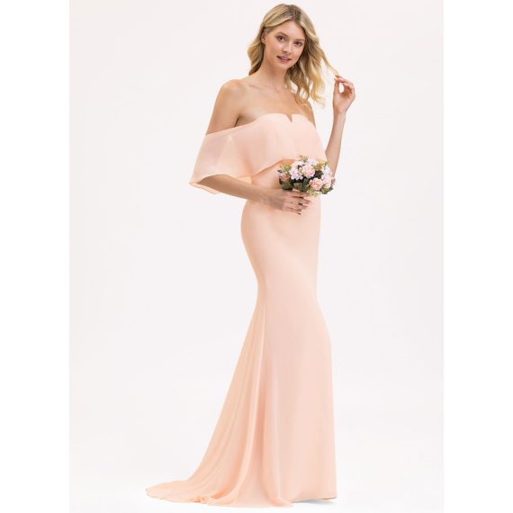 Trumpet/Mermaid Off-the-Shoulder Sweep Train Chiffon Bridesmaid Dress