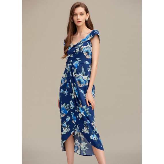 Off the Shoulder Sleeveless Elegant Bodycon Cotton Blends Asymmetrical Dresses