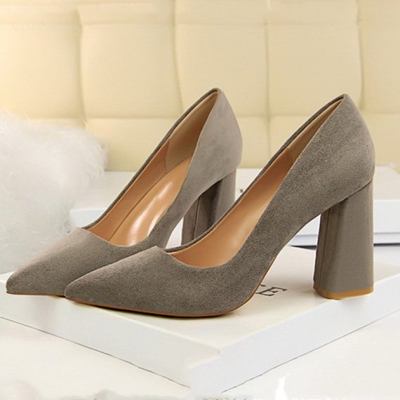Women's Suede Chunky Heel shoes