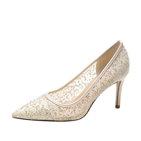 Women's Mesh Stiletto Heel High Heel Closed Toe With Rhinestone