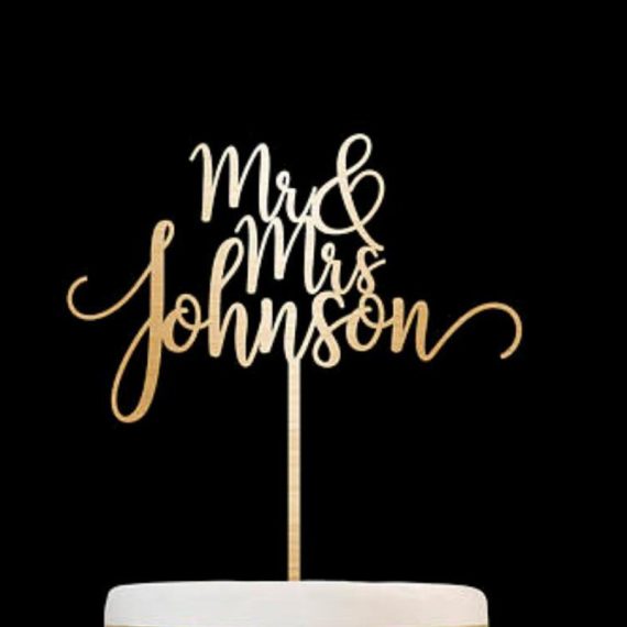 Personalized "Mr. & Mrs." Wooden Cake Topper