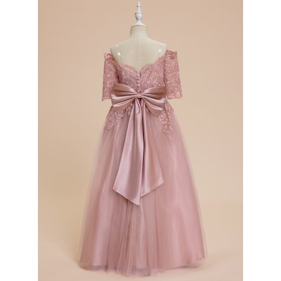 Ball-Gown/Princess Off the Shoulder Floor-Length Tulle Flower Girl Dress