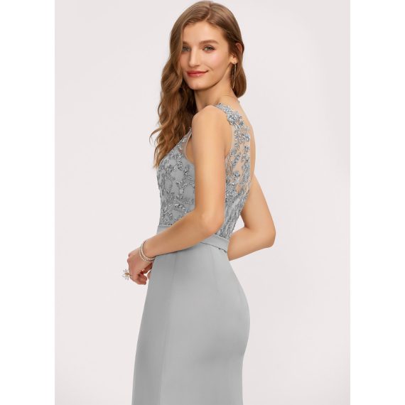 Trumpet/Mermaid One-Shoulder Sweep Train Chiffon Lace Bridesmaid Dress With Sequins