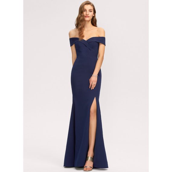 Trumpet/Mermaid Off-the-Shoulder Floor-Length Stretch Crepe Bridesmaid Dress