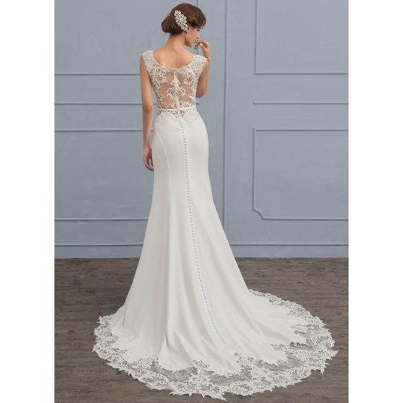Trumpet/Mermaid Scoop Court Train Lace Wedding Dress