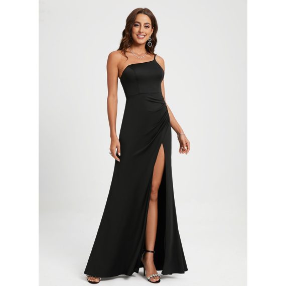 Sheath/Column One Shoulder Floor-Length Jersey Prom Dresses