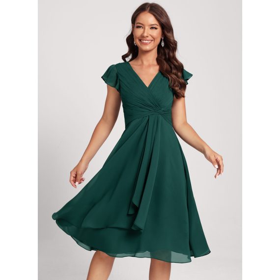 A-Line V-neck Knee-Length Chiffon Cocktail Dress
